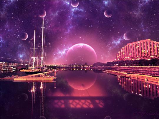 Pink Futuristic City Desktop Wallpapers