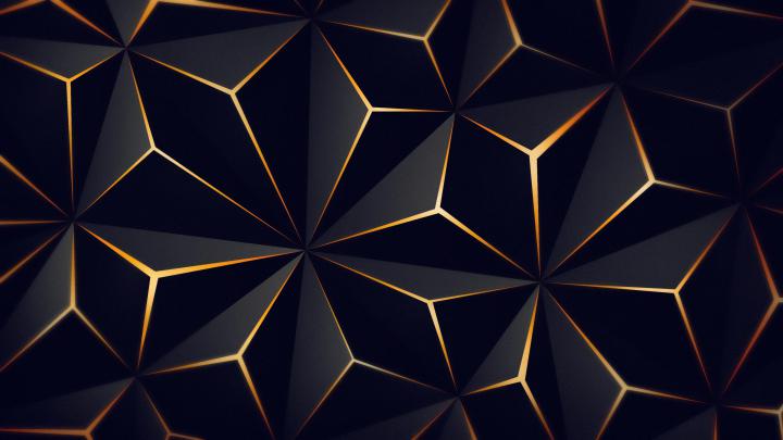 Triangle Solid Black Gold 4K Abstract HD desktop wallpaper : Widescreen 