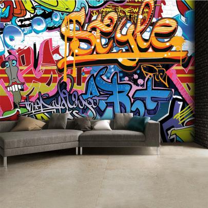 Brightly Coloured Street Graffiti Feature Wallpaper Mural | 315cm x 232cm