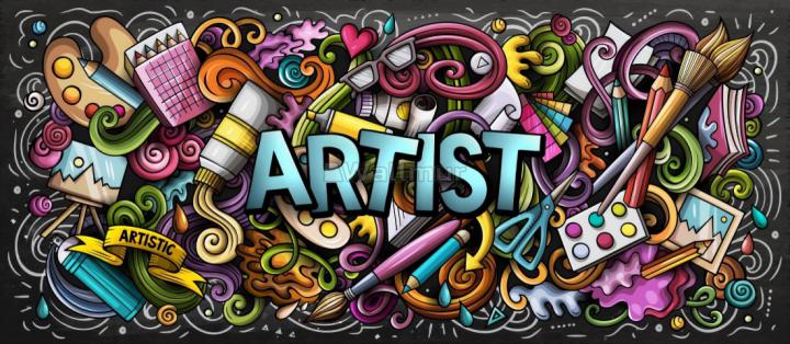 Drawing Graffiti Artist with Colorful Painting Wallpaper Mural \u2022 Wallmur\u00ae