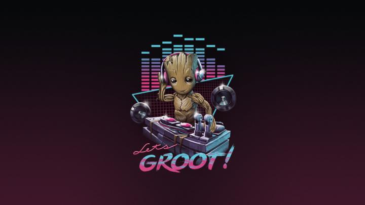Download 1920x1080 wallpaper guardians of the galaxy, dj, groot, art 