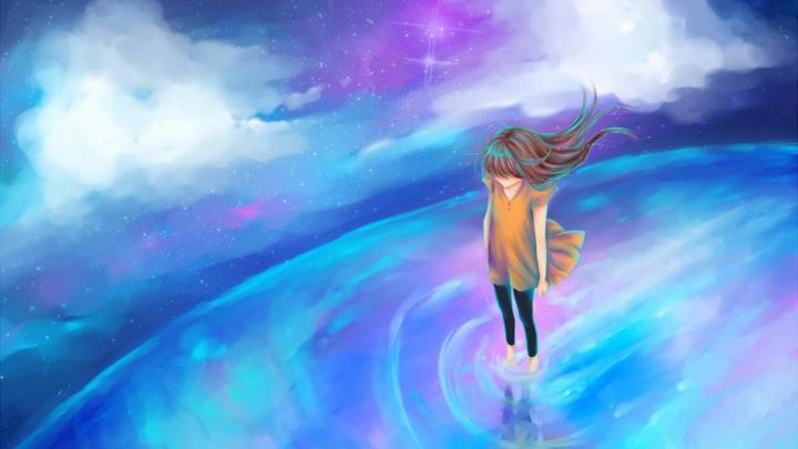 Free download anime art girl space Milky Way [1680x1050] for your 
