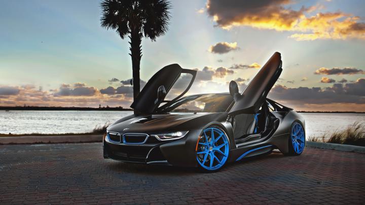 Free download BMW i8 Blue HRE Wheels Wallpaper HD Car Wallpapers 