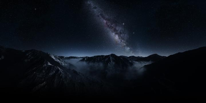 nature, Landscape, Mountain, Starry Night, Milky Way, Galaxy, Mist 