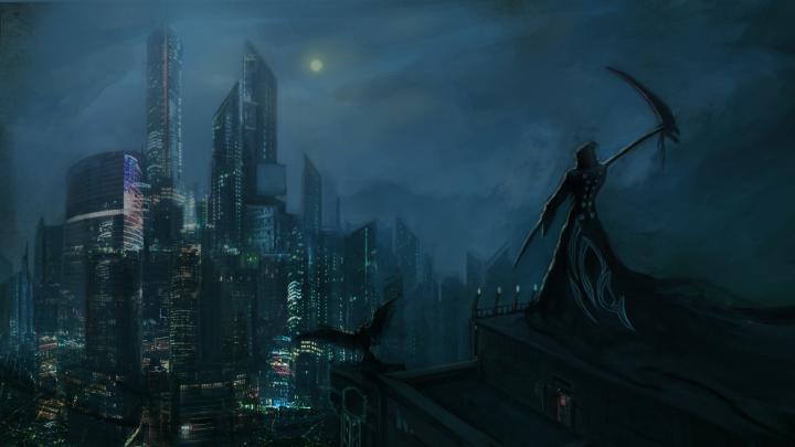 dark, Grim, Reaper, Horror, Skeletons, Skull, Creepy, Cities, Night 