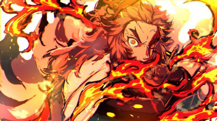 #8.2012, Demon Slayer, Kyojuro Rengoku, Flame, Hashira, 4K Wallpaper