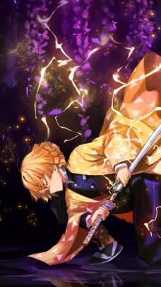 Zenitsu Agatsuma with sword from Demon Slayer Anime Wallpaper 4039