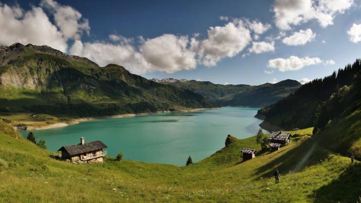 Emerald france chalets clouds forests wallpaper | AllWallpaper.in 