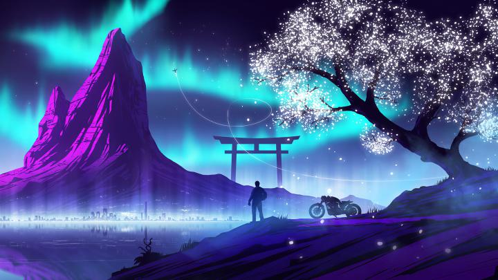 1920x1080 Biker Synthwave Laptop Full HD 1080P HD 4k Wallpapers, Images 