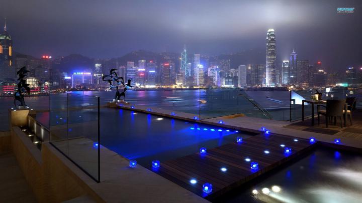 city, night, lights, architecture, Hong Kong, cityscape, long exposure 