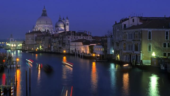 cityscape, city, night, lake, boat, lights, building, Venice, Venezia 