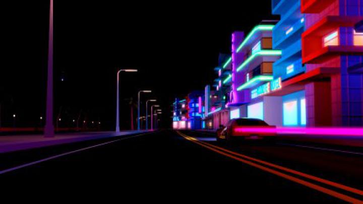 vaporwave, car, vehicle, neon, digital art, artwork, city, night 