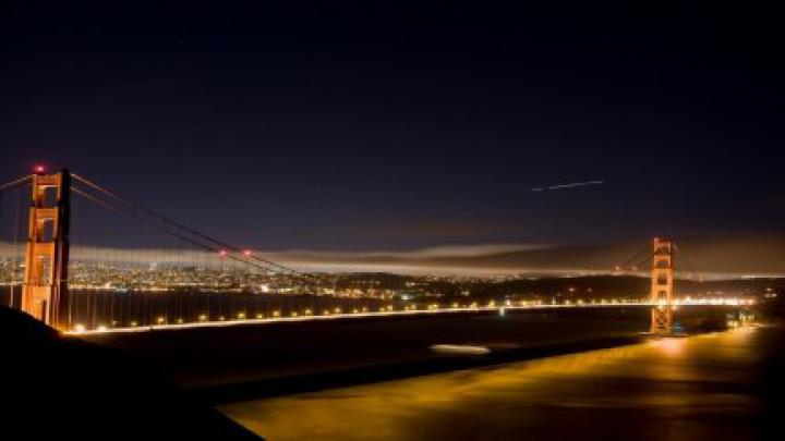 bridge, city, night, architecture, Golden Gate Bridge, USA, city lights 