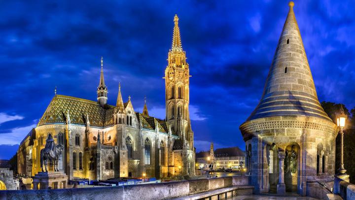 king, cityscape, architecture, building, city, night, lights, Budapest 