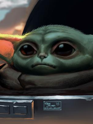 Free download Baby Yoda Baby Yoda Mandalorian Fan Art 1920x1080 
