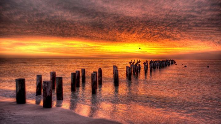 sunset, Landscapes, Nature, Seascape, Sea, Beaches Wallpapers HD 