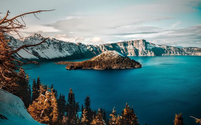 crater lake, Island Wallpapers HD \/ Desktop and Mobile Backgrounds