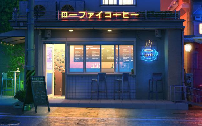 LoFi wallpaper, cafe, Asian, digital art, artwork, coffee \u2022 Wallpaper 