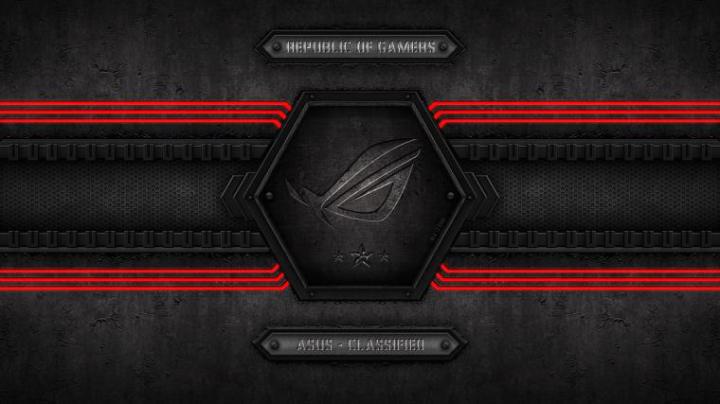 Free download asus rog republic of gamers logo metal background 3 star 
