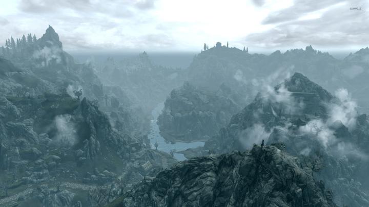 Foggy mountains in The Elder Scrolls V: Skyrim wallpaper - Game 