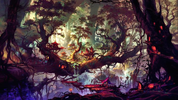 Artwork City Fantastic Fantasy Forest Home 4K HD Wallpapers | Wallpapers HD