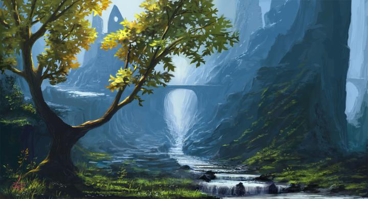 Forest Wallpaper Painting - Matte Painting Wallpaper 4k - 4570x2470 