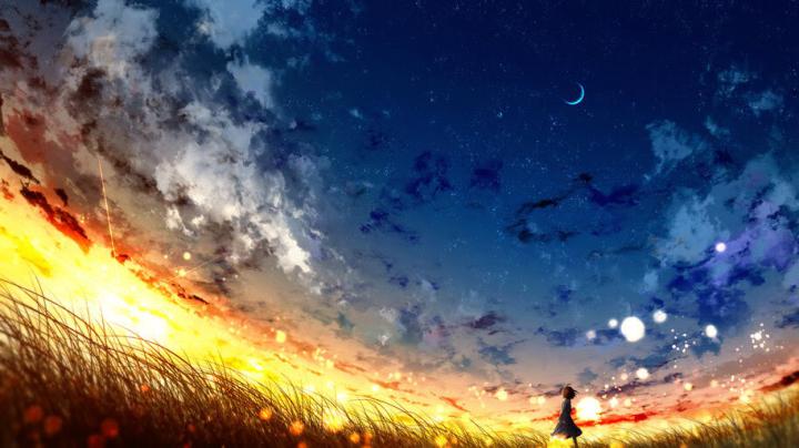 Sunset Wallpaper 4K Anime - Purple Sunset Anime Wallpapers - Wallpaper 