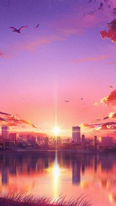 Sunset Wallpaper 4K Anime - Purple Sunset Anime Wallpapers - Wallpaper 
