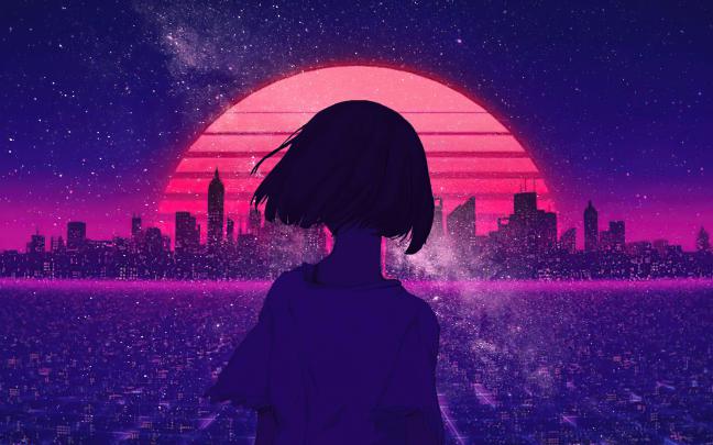 Sunset Wallpaper 4K Anime - Purple Sunset Anime Wallpapers - Wallpaper 