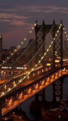 Free download Manhattan Bridge at Night in New York City 4K Wallpapers 