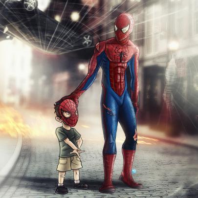 2932x2932 Spiderman With Child 4k Ipad Pro Retina Display HD 4k 
