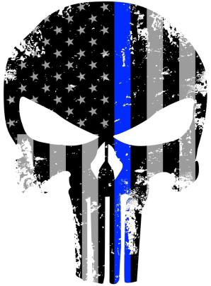 Blue Line Skull Wallpaper -