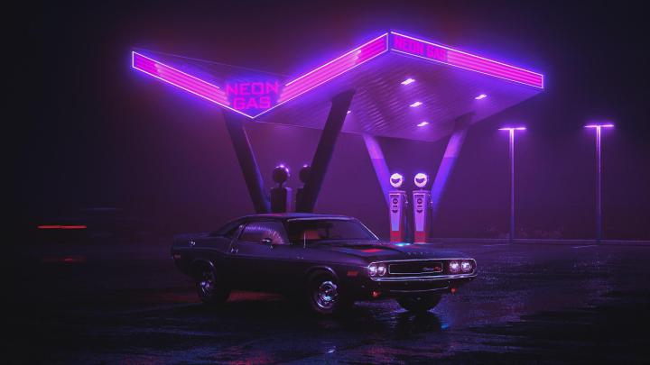 Neon Gas Station [1920x1080] | Neon wallpaper, Neon gas, Neon