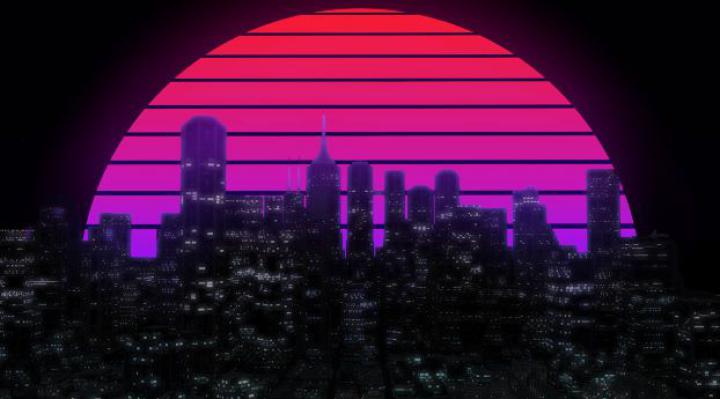 Download Retro Neon Cityscape Full HD 2K Full High Resolution 1920x1080 