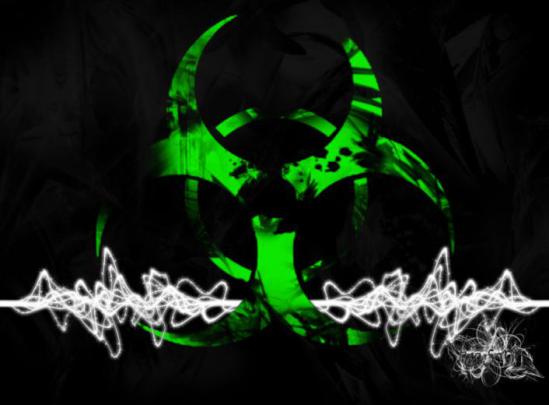 Free download green biohazard black background neon 3d graphics 