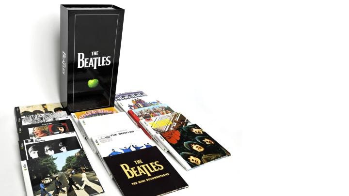 Download Wallpaper 1920x1080 the beatles, disks, albums, collection 