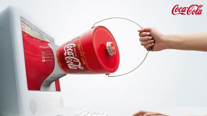 Download Wallpaper 1920x1080 coca-cola, computer, monitor, hand, bucket 