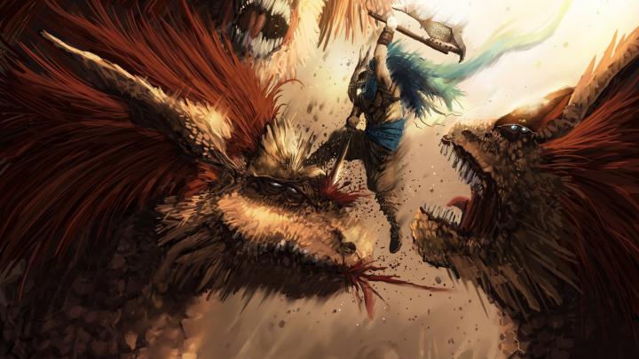 monster, Hunter, Fantasy, Battle, Weapons, Sword, Warrior, Blood 