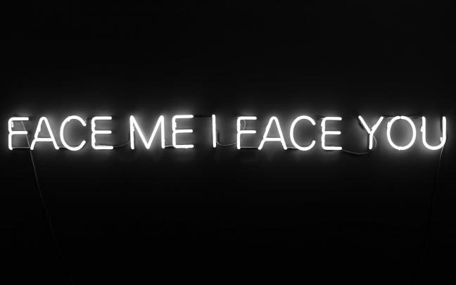 Neon sign in black room Mac Wallpaper Download | AllMacWallpaper