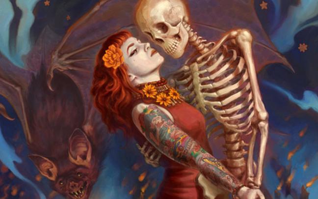 horror, Dead, Tattoos, Bat, Halloween, Skeleton, Dance, Girl, Woman 