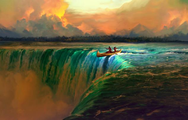 Photo Wallpaper Water, Waterfall, River, The Indians, - 1440p Desktop 