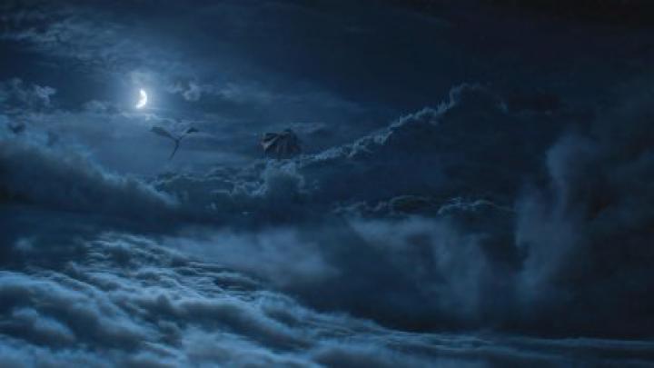 dragon, night, creature, fantasy art, night sky, artwork, Game of 