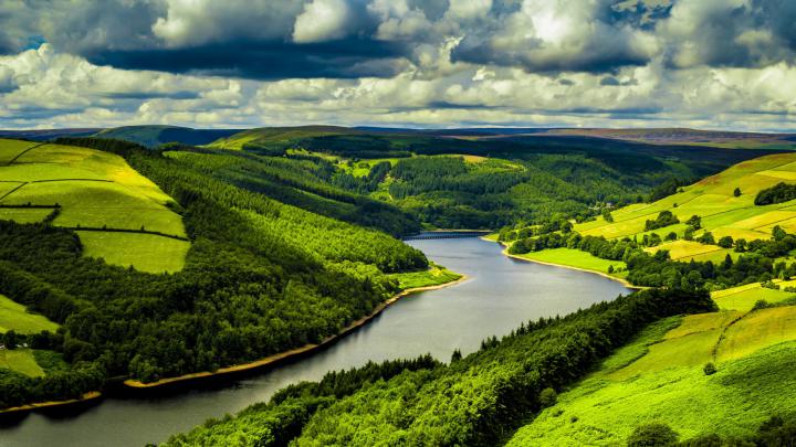 Wallpaper UK, 4k, HD wallpaper, hills, river, trees, sky, Nature #5284