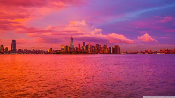 New york city pink sunset wallpaper (1920x1080) | New wallpaper hd 