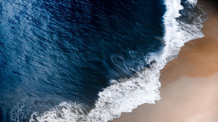 Wallpaper : beach, waves, sea view, top view, wet, water, blue, nature 