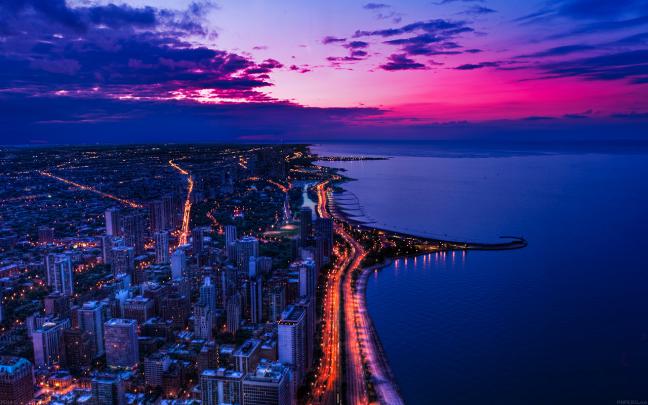 wallpaper for desktop, laptop | mh45-chicago-city-night-sky-view-scape 