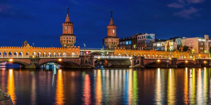 coast, Bridges, Rivers, Germany, Berlin, Night, Cities Wallpapers HD 