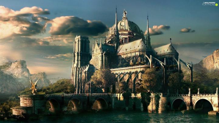 chair, Notre, bridge, Notre - For phone wallpapers: 1920x1080