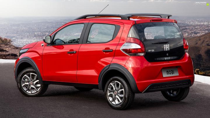 Red, Fiat Mobi - For phone wallpapers: 1920x1080