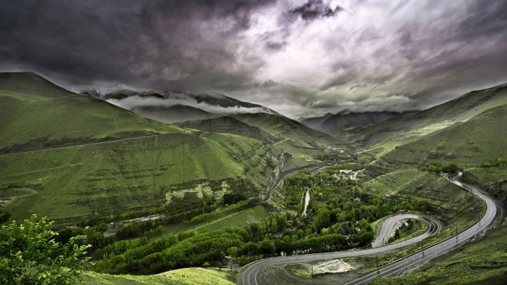 Download Wallpaper 1920x1080 road, mountains, hills, loop, asphalt 